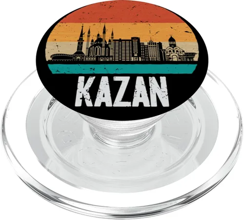 Vista 7 de Kazan Russia Retro Vintage Sunset Skyline Kazan PopSockets Adhesive PopGrip