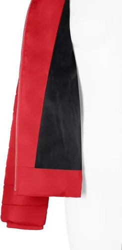 Vista 3 de BodiLove Chaqueta de plumón con cinturón y capucha con adorno de piel sintética para mujer