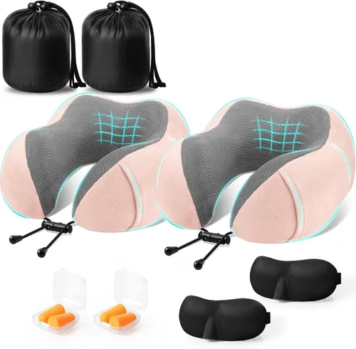 Vista 20 de CloudBliss Almohada de viaje de espuma viscoelástica de alta calidad, almohada cervical cómoda y de apoyo, almohadas cervicales para viajar Negro