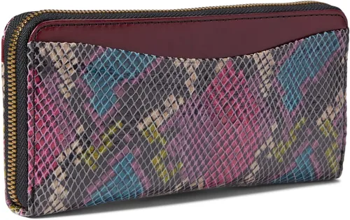 Vista 2 de HOBO Cartera grande con cremallera para mujer, construcción de cuero con forro de algodón, billetera inteligente y moderna, Mosaico Serpiente