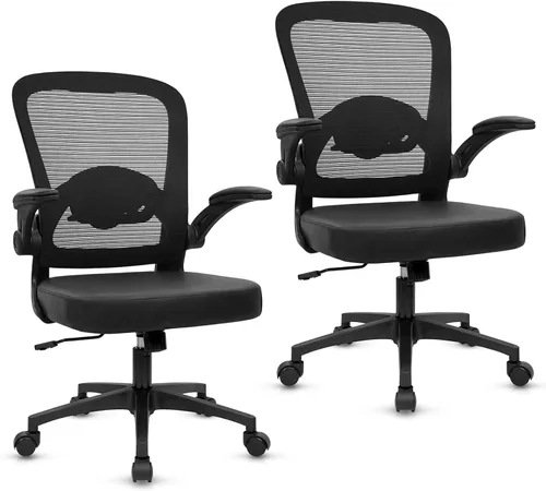 Vista 23 de Sillas de escritorio de oficina con ruedas, silla ergonómica de malla con soporte lumbar de altura ajustable, silla giratoria para computadora
