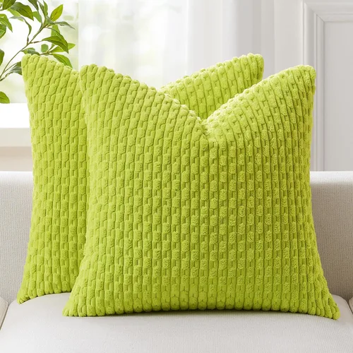 Vista 85 de Kevin Textile - Juego de 2 fundas de almohada de pana suave de 16 x 16 pulgadas, color verde aguamarina Fundas de almohada decorativas de pana