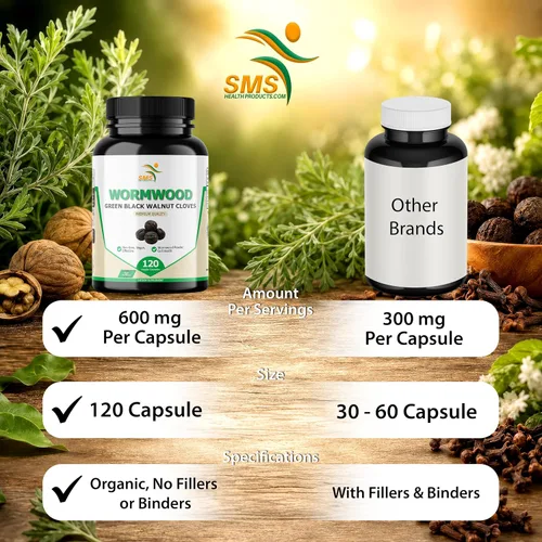Vista 5 de Cápsulas de ajenjo negro de nuez y clavo, sin rellenos, suplemento de limpieza a base de hierbas para apoyo digestivo y bienestar, 120 cápsulas
