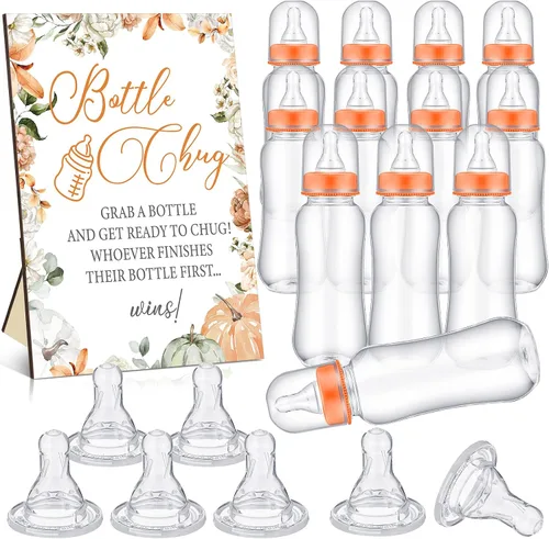 Vista 18 de TrelaCo Safari Cool Baby Shower Games Bottle Chug Sign Wooden Jungle Animals Set de regalo para revelación de género suministros de fiesta y 12