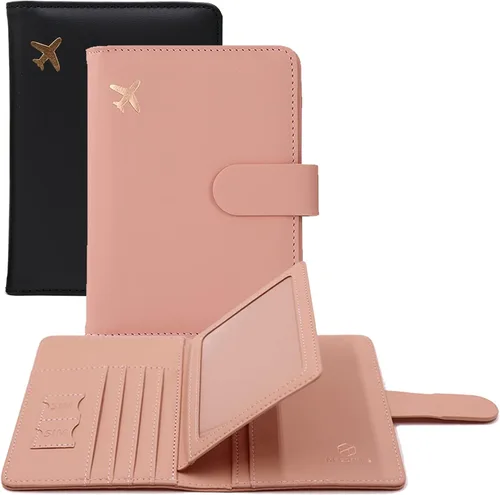 Vista 30 de Melsbrinna - Funda para pasaporte, ranuras para tarjetas, bonita funda para pasaporte para mujeres/hombres, resistente al agua con bloqueo RFID
