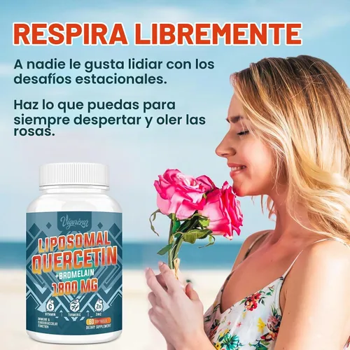 Vista 6 de Fitosoma de quercetina liposomal, quercetina con bromelina, zinc y vitamina C, complejo de fitosomas bioactivos, absorción 20 veces mayor - 60