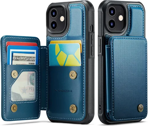 Vista 86 de Vinich for iPhone XR Wallet Case with Card Holder, Black RFID Blocking Credit Slots, Kickstand, Shockproof Flip Phone Cover, PU Leather, Double