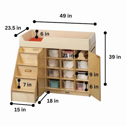 Vista 2 de Jonti-Craft 5145JC Cambiador de pañales con escaleras, izquierda
