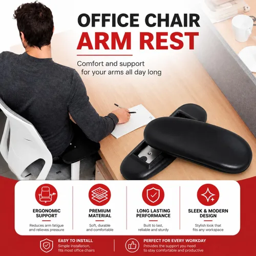 Vista 5 de Ketofa Reposabrazos de repuesto para silla de oficina, se adapta a todos los estilos de brazos con patrones de orificios de montaje de 4 pulgadas