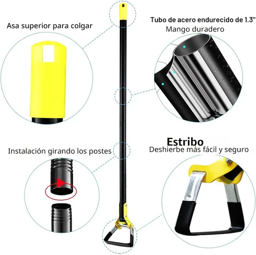 Vista 5 de DonSail Herramienta de jardín Hoe – Azadas de jardín para deshierbar jardinería mango largo resistente – lazo de deshierbe ajustable azada estribo