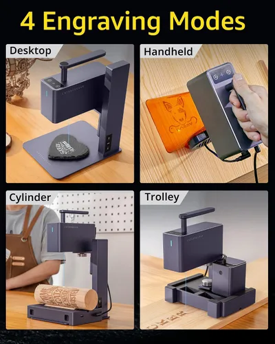 Vista 6 de LaserPecker 2 Grabador Láser con Rodillo y Powerbank, Grabador Cortador Láser Portátil de Alta Precisión, Alta Velocidad y Versátil para Aleación