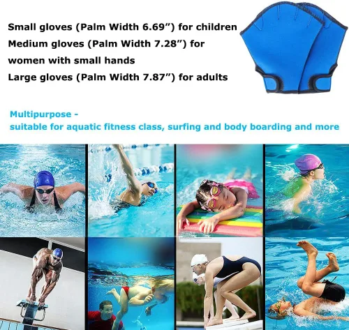 Vista 7 de MEKOTSK 1 par de guantes de entrenamiento de natación para ayudar a la resistencia de la parte superior del cuerpo, guantes de natación Aqua Fit