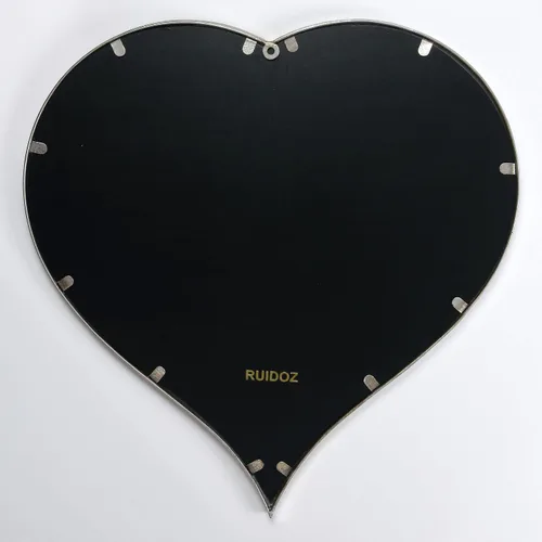 Vista 3 de Espejo de corazón de 22 pulgadas para pared, espejo de pared en forma de corazón con marco de metal plateado para decoración de San Valentín