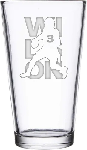 Vista 26 de Hat Shark Jugador atlético deportivo de fútbol – Vasos de pinta grabados con láser para cerveza, jarra de 16 onzas (Allen #17)