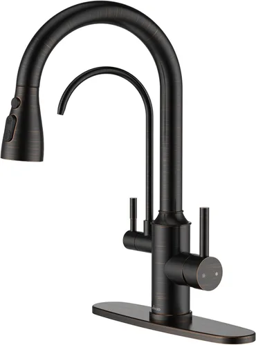 Vista 17 de APPASO Grifo de cocina dorado con dispensador de jabón, grifos de fregadero de acero inoxidable S304 de una sola manija con rociador desplegable