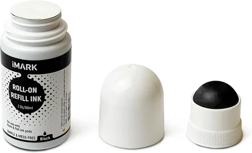 Vista 2 de iMARK Recambio de tinta enrollable prémium para almohadillas de espuma y fieltro, 2 onzas (negro)