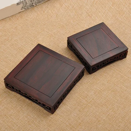 Vista 6 de Bonsái Pedestal de madera, base de jarrón rectangular clásico, jarrón de jade, piedra extraña, estatua de Buda, juego de té, adornos de bronce para 1