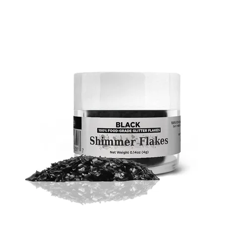 Vista 6 de BAKELL Copos de purpurina comestible Flakes de brillo comestible negro vegano Certificado KOSHER Certificado Halal 100% comestible