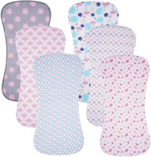 Vista 6 de Paquete de 6 paños de algodón para eructos extra absorbentes y suaves para bebés niños y niñas
