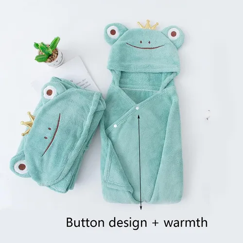 Vista 3 de YEBON Toalla con capucha para niños, toalla de baño suave y absorbente con bonito diseño de rana para bebés, niños pequeños, regalo perfecto