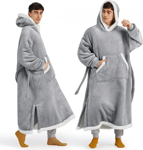 Vista 26 de Bedsure Manta Vestible con Capucha para Mujer - Manta Larga de Forro Polar Sherpa con Capucha para Adultos, Mujeres y Hombres, Cálida y Acogedora