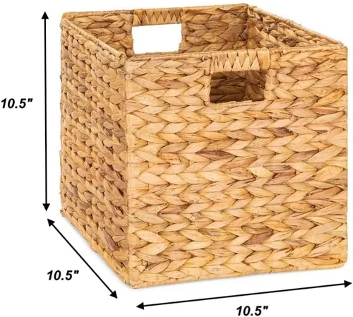 Vista 2 de M4DECOR Cubo de almacenamiento de 10.5 x 10.5 pulgadas, cestas de almacenamiento de mimbre para estantes, cestas de almacenamiento de jacinto