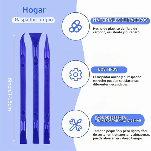 Vista 3 de Herramienta Raspadora de Plástico de 9 Piezas Sin Rayones para Limpieza de Grietas Removedor de Calcomanías Herramienta Multipropósito Raspadores