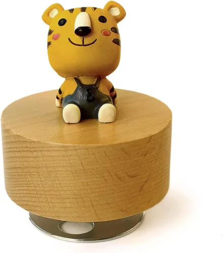 Vista 24 de SOFTALK Caja de música mecánica de madera con diseño de animal, con texto en inglés "You are My Sunshine", regalo para niños y niñas (oso)