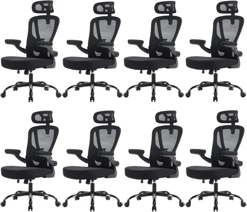 Vista 8 de Silla ergonómica de oficina, silla de escritorio de malla, color Negro