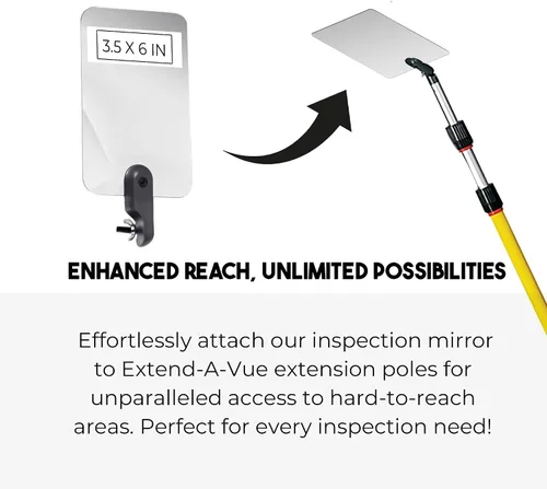 Vista 2 de El reemplazo del espejo de inspección funciona con postes de extensión Extend A Vue de 3.5 x 6 pulgadas
