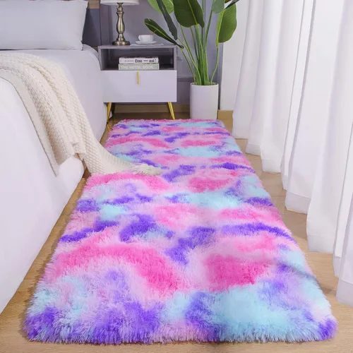 Vista 17 de AROGAN Alfombras suaves de 2 x 4 pies para dormitorio, alfombra mullida de felpa, alfombra peluda que no desprende para guardería, habitación