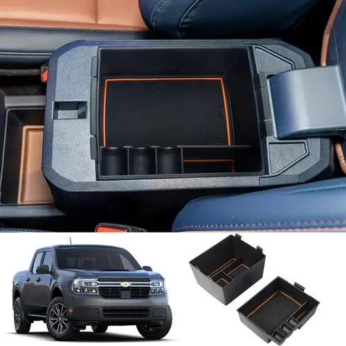 Vista 7 de LUWU Bandeja organizadora de consola central para camioneta Ford Maverick 2023 2022 2023 Maverick XLT caja de almacenamiento para reposabrazos 2023