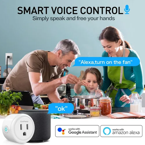 Vista 3 de KimPump Enchufes inteligentes WiFi, enchufe controlado por aplicación, compatible con Alexa y Google Home, enchufe de salida inalámbrico