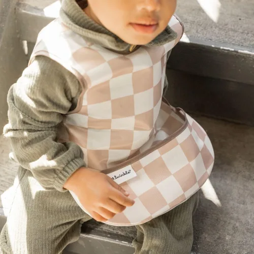 Vista 6 de Tiny Twinkle Baberos para bebé a prueba de desorden Paquete de 2 baberos impermeables para comer Delantal de bebé para alimentación, lavable a