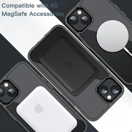 Vista 4 de JETech - Carcasa magnética para iPhone 14, color negro Compatible con MagSafe, funda protectora a prueba de golpes, resistente a los arañazos