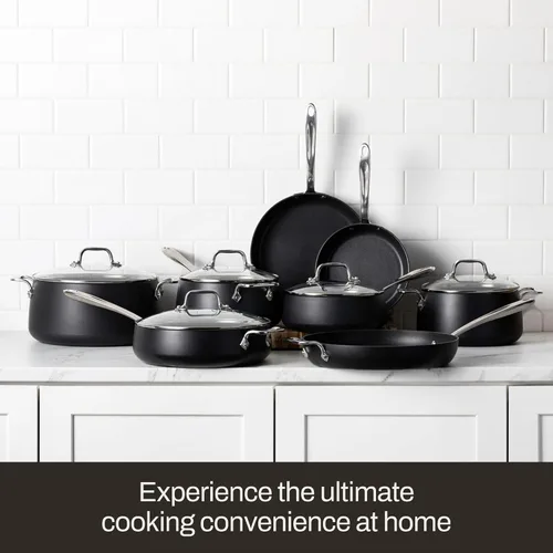 Vista 7 de All-Clad HA1 Expert - Utensilios de cocina, antiadherentes de 2 piezas con tapas, 10 y 12 pulgadas