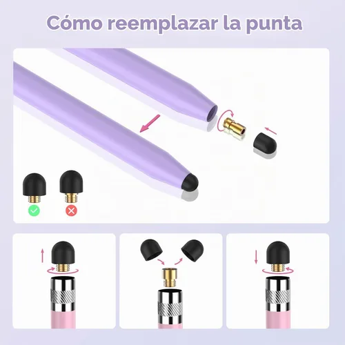 Vista 5 de 5 piezas de lápices táctiles, lápiz táctil 2 en 1 de alta sensibilidad capacitiva para pantalla táctil para iPad, iPhone, Android, Samsung, Tablets