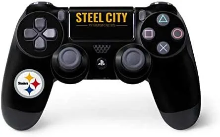Vista 7 de Skinit Calcomanía para juegos compatible con el controlador de PS4, diseño desgastado con licencia oficial de los Pittsburgh Steelers de la NFL