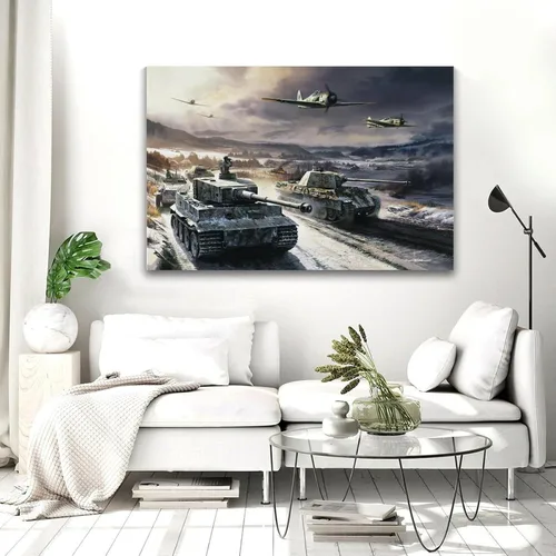 Vista 5 de Retro Posters of World War II Tanks And Aircraft Wall Art Paintings Canvas Wall Decor Home Decor Living Room Decor Aesthetic 12x18inch(30x45cm)