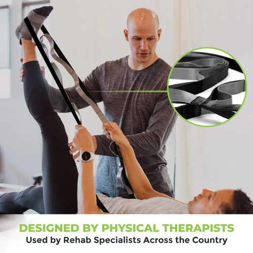 Vista 3 de Gradient Fitness Stretching Strap for Physical Therapy, 12 Multi-Loop Stretch Strap 1" W x 8' L, Neoprene Handles, Physical Therapy Equipment, Yoga