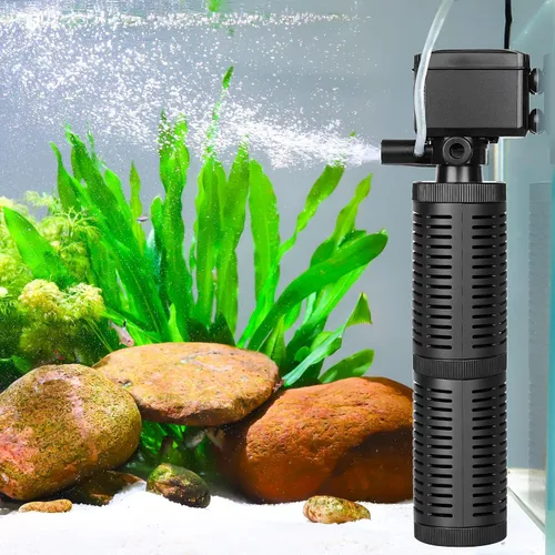 Vista 7 de hygger Filtro sumergible para acuario pequeño de 15-30 galones, filtración en tanque con aireación para agua salada y agua dulce, filtros internos
