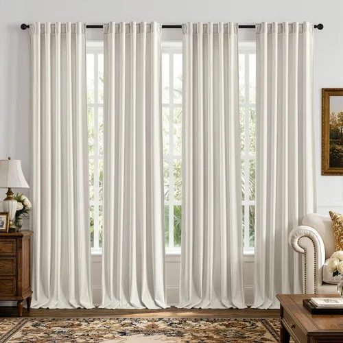 Vista 9 de MIULEE Navy Blue Velvet Curtains 4 Panels Set Back Tab 40 x 96 Inch Long Azul marino