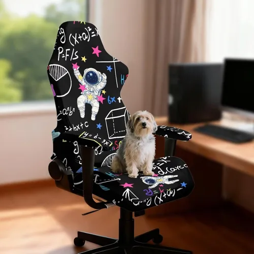 Vista 3 de Fundas para sillas de juegos de astronautas con cremallera, fórmulas matemáticas, funda para silla de oficina con fundas para reposabrazos, funda
