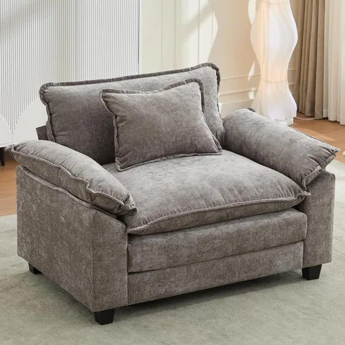 Vista 45 de IPKIG 117" Modular Sectional Cloud Couch, Modern L-Shaped Sofa with Ottoman Blanco beige
