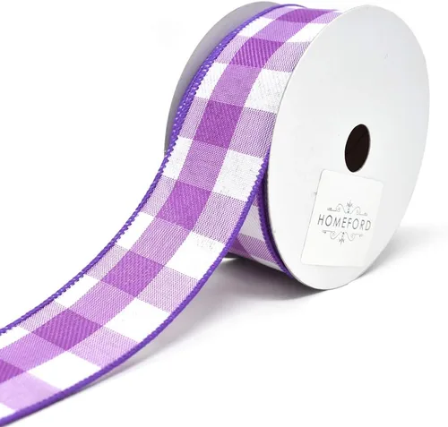 Vista 3 de Homeford Jumbo - Cinta de lino con alambre a gingham, 1-1/2 pulgadas, 10 yardas (aguamarina)