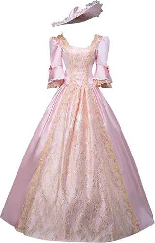 Vista 4 de Vestido largo de fiesta renacentista para mujer, talla grande, disfraz de Halloween, cosplay, vestidos medievales del siglo XVIII