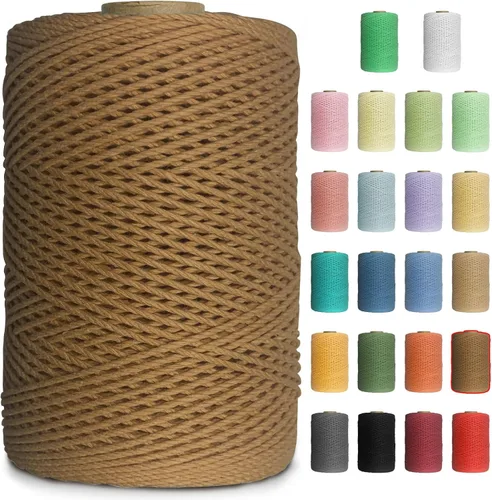 Vista 16 de Cuerda de macramé de colores de 0.039 in, cuerda de algodón de 656 pies, 3 hebras trenzadas, cuerda de algodón colorido para manualidades