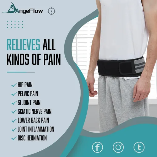 Vista 3 de Cinturón sacroilíaco para mujeres y hombres – Cinturón de articulación SI utilizado para aliviar la ciática, articulaciones, pelvis, espalda baja