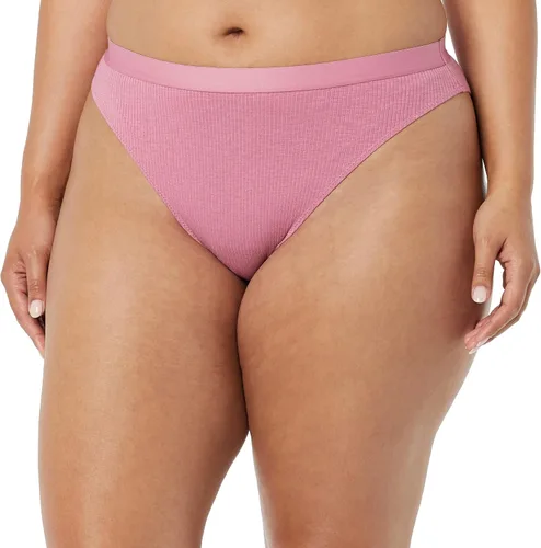 Vista 5 de Tienda Essentials Tanga de cintura alta acanalada para mujer, paquete de 4