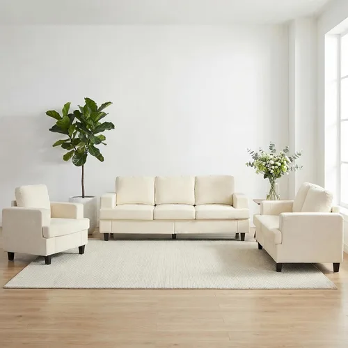 Vista 8 de ijuicy Juego de sofá seccional de chenilla de 6 asientos para juego de muebles de sala de estar, juego de sofá moderno de 3 piezas, sofá de 3